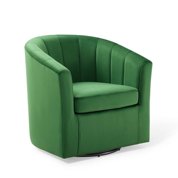 Modway Prospect Modern Performance Velvet Swivel Armchair in Emerald Green