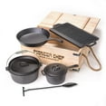 thumbnail image 1 of Prospector's Iron Cookware Camping Dutch Oven Set 8 Pieces Wood Box, 1 of 3