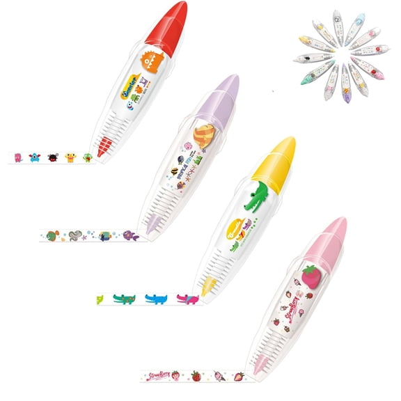 Prospectp Decorative Pen,Animal Press Type DecorativePens,DIY Cute Animals Press Type Decorative Pen,Animal Print Press Type Decorative Pens for Decorate Scrapbooks Diaries (4 PCS *C)