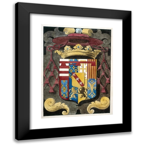 Prosper Lafaye 11x14 Black Modern Framed Museum Art Print Titled - Survey for a Heraldic Stained Glass Panel