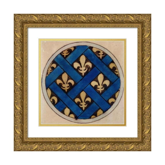 Prosper Lafaye 12x12 Gold Ornate Wood Frame and Double Matted Museum Art Print Titled - Lys Flowers in a Frame