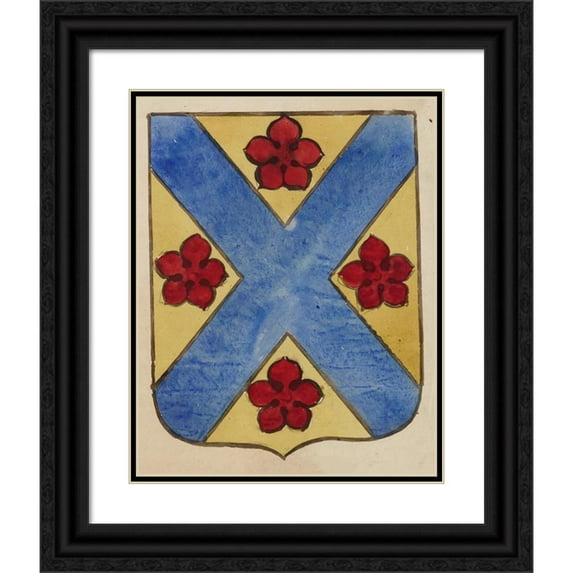 Prosper Lafaye 12x14 Black Ornate Wood Framed Double Matted Museum Art Print Titled: Badge