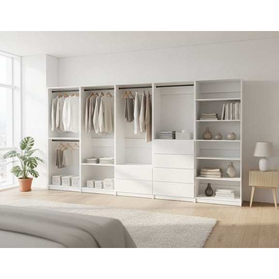 Prosper White Freestanding Walk in Wood Closet System