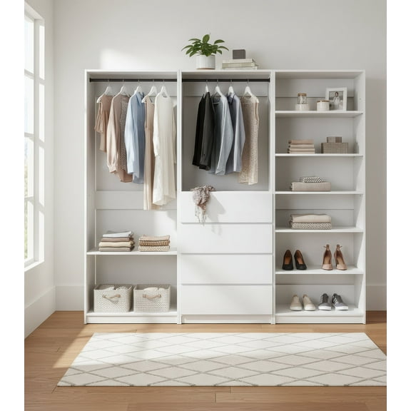 Prosper White Freestanding Walk in Wood Closet System