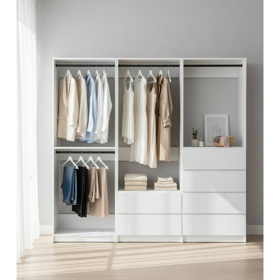 Prosper White Freestanding Walk in Wood Closet System