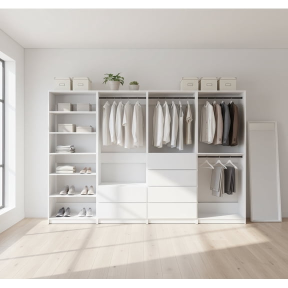 Prosper White Freestanding Walk in Wood Closet System