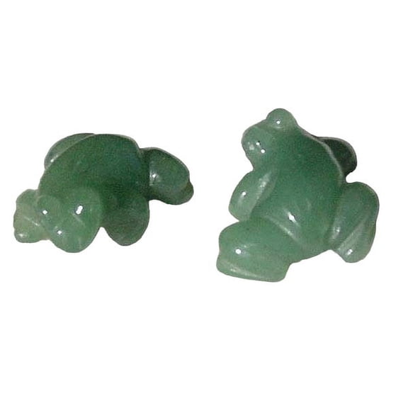 Prosperity 2 Hand Carved Aventurine Frog Animal Beads | 20x18x9.5mm | Green | 2 Beads