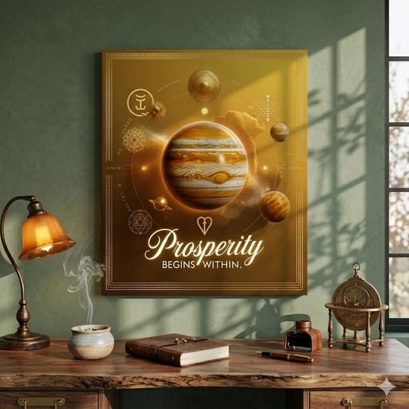 Prosperity Begins Within Poster, Jupiter Astrology Wall Art, Unframed Paper Poster 8x10in