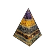 Prosperity Healing Orgone Pyramid - Amethyst, Citrine, Aventurine, Tiger Eye, Pyrite 5-Layer Crystal Energy Generator, Vastu Correction Decor for Home & Office