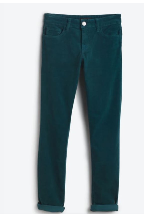 TEAL GREEN Women's High Rise Slim Corduroy Pants, US 30