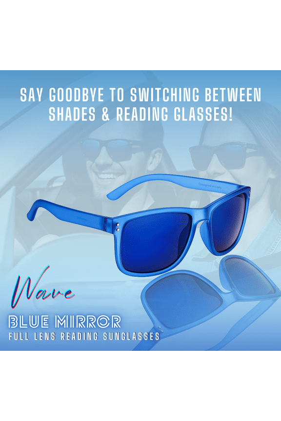 Prosport Full Lens Horn Rim Frame Reading Sunglasses, Blue