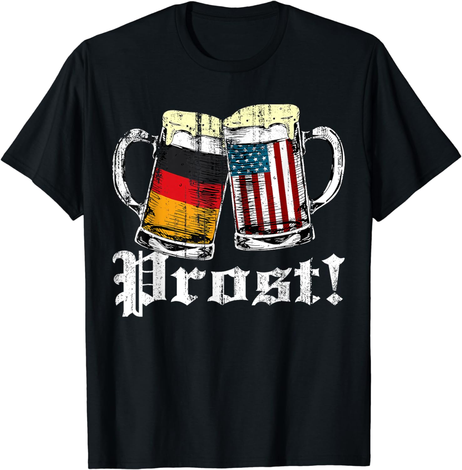 Prost Beer German American Flag Oktoberfest Mug For Men T-Shirt ...