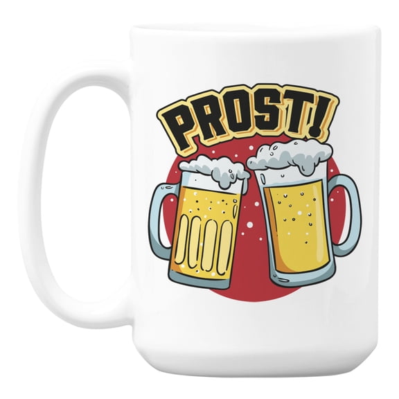 Prost, German Toast feat. Toasting Beer Mugs Ceramic Coffee & Tea Mug (15oz)