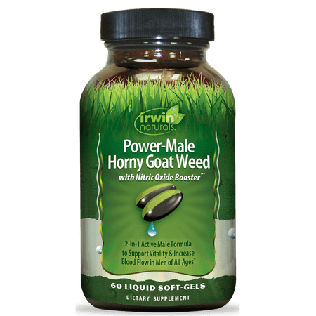 Irwin Naturals Power-Male Horny Goat Weed with Nitric Oxide Booster – 75 Liquid Soft-Gels