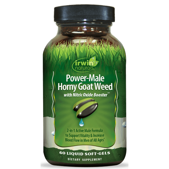 Irwin Naturals Power-Male Horny Goat Weed with Nitric Oxide Booster – 75 Liquid Soft-Gels