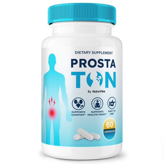 Prosta Ton Capsules - Official ProstaTon Pills For Prostate Heath, All Natural Formula To Support Control, Energy & Overall Well-Being, Review (60 Capsules)