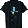 thumbnail image 1 of Prostate Cancer Awareness Light Blue Ribbon Faith Survivor T-Shirt, 1 of 4