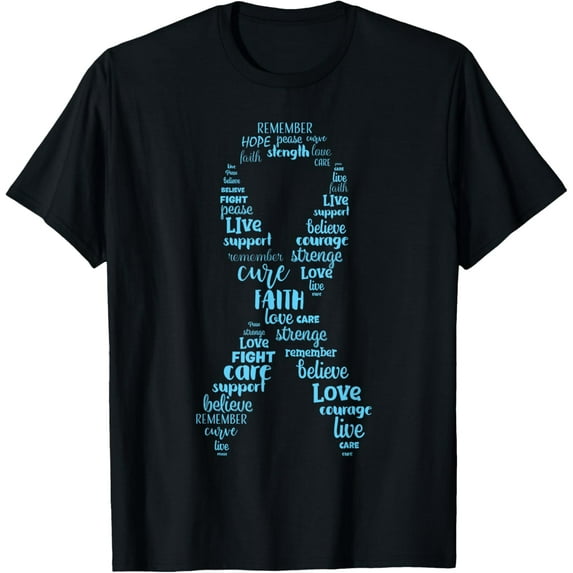 Prostate Cancer Awareness Light Blue Ribbon Survivor T-Shirt100% cotton short-sleeved shirt for both men and women