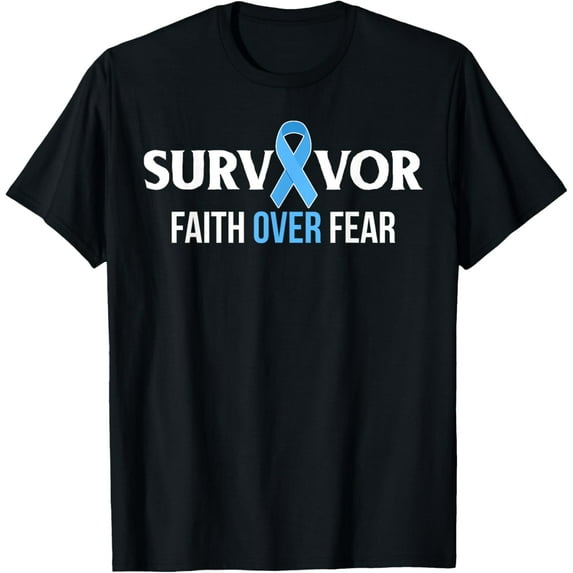 Prostate Cancer Awareness Survivor Gift Light blue Ribbon T-Shirt100% cotton short-sleeved shirt for both men and women