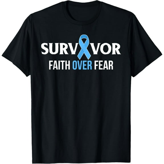 Prostate Cancer Awareness Survivor Gift Light blue Ribbon T-Shirt100% cotton short-sleeved shirt for both men and women