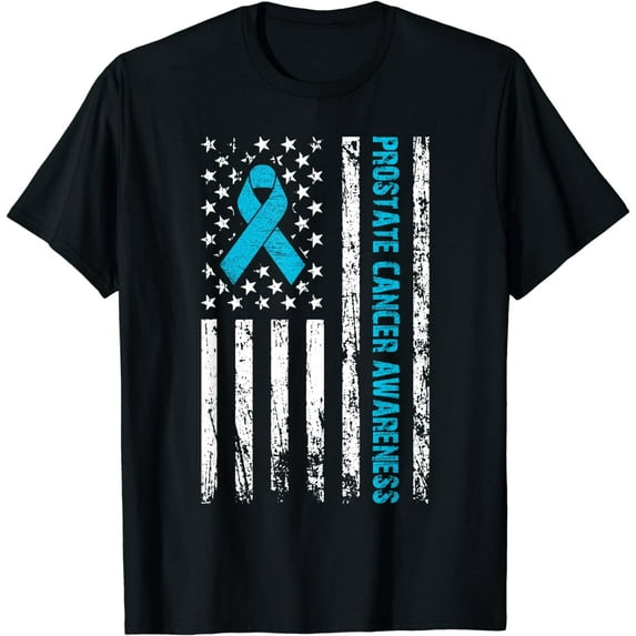Prostate Cancer Awareness USA Light Blue Ribbon Survivor T-Shirt
