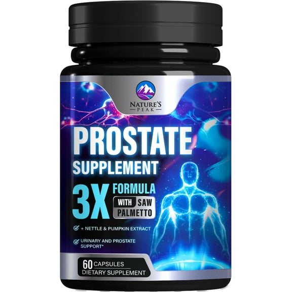 Prostate Health Supplements for Men 1000mg - 3X Strength with Saw Palmetto Blend Stinging Nettle Root & Pumpkin Seed Support Complex - Supports Bathroom Trips Prostate & Urinary Health - 60 Capsules
