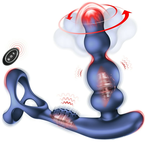 Prostate Massager Anal Vibrator for Men,KERERO Anal Toys with 10 Vibrating & 3 Rotation Settings,360°Anal Butt Plug Vibrator with Penis Ring,Sex Toys for Men