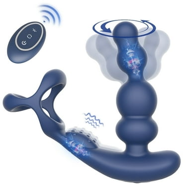 Prostate Massager Anal Vibrator for Men,KERERO Anal Toys with 10 Vibrating & 3 Rotation Settings,360°Anal Butt Plug Vibrator with Penis Ring,Sex Toys for Men
