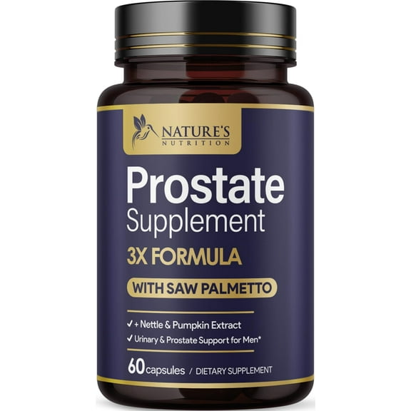 Prostate Health Supplements for Men 1000mg - 3X Strength with Saw Palmetto Blend Stinging Nettle Root & Pumpkin Seed Support Complex - Supports Bathroom Trips Prostate & Urinary Health - 60 Capsules