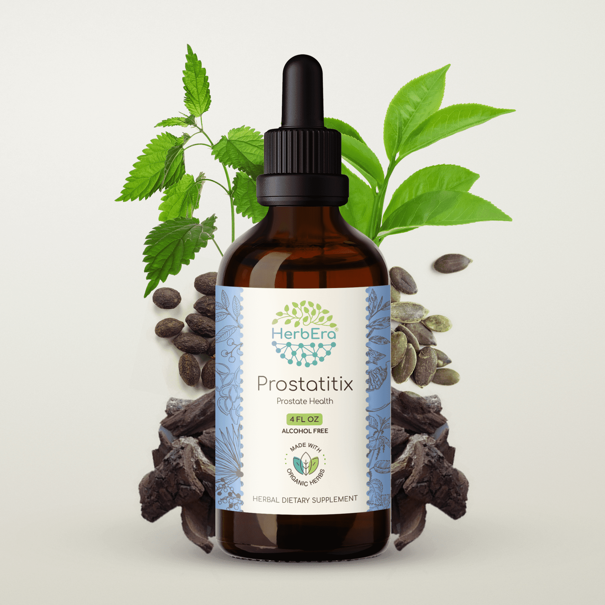 HerbEra Prostatitix Extract, Dietary Supplement Herbal Formula, Made from Saw Palmetto Berry, Stinging Nettle Leaf, Pumpkin Seed, Green Tea Leaf, Wildcrafted: Pygeum Bark 4 oz