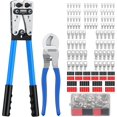 thumbnail image 1 of Proster Battery Cable Crimping Tool Kit - Battery Lug Crimper with Cable Cutter 100 PCS AWG 10 8 6 4 (SC6-6-SC25-8) Copper Wire Lugs Battery Cable Ends Crimp Wire Connector Ring Terminals, 1 of 8