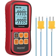Proster Digital Thermocouple Temperature Thermometer Dual Channel - with Two K-Type Thermocouple Probe, Backlight LCD Thermometer for K J T E R S N Type