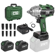 Prostormer 800N.m High Torque Cordless Impact Wrench, 1/2" Brushless Impact Gun Kit for Car and Home, with 2x4.5Ah Batteries, Charger & 8 Sockets