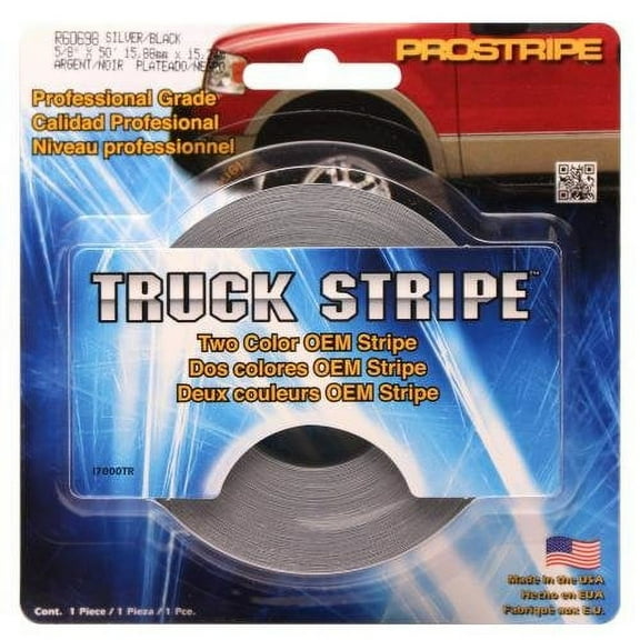 Prostripe PRS-R60698 5/8" X 50' Premium Truck Multi-stripes Silver/black Metallic
