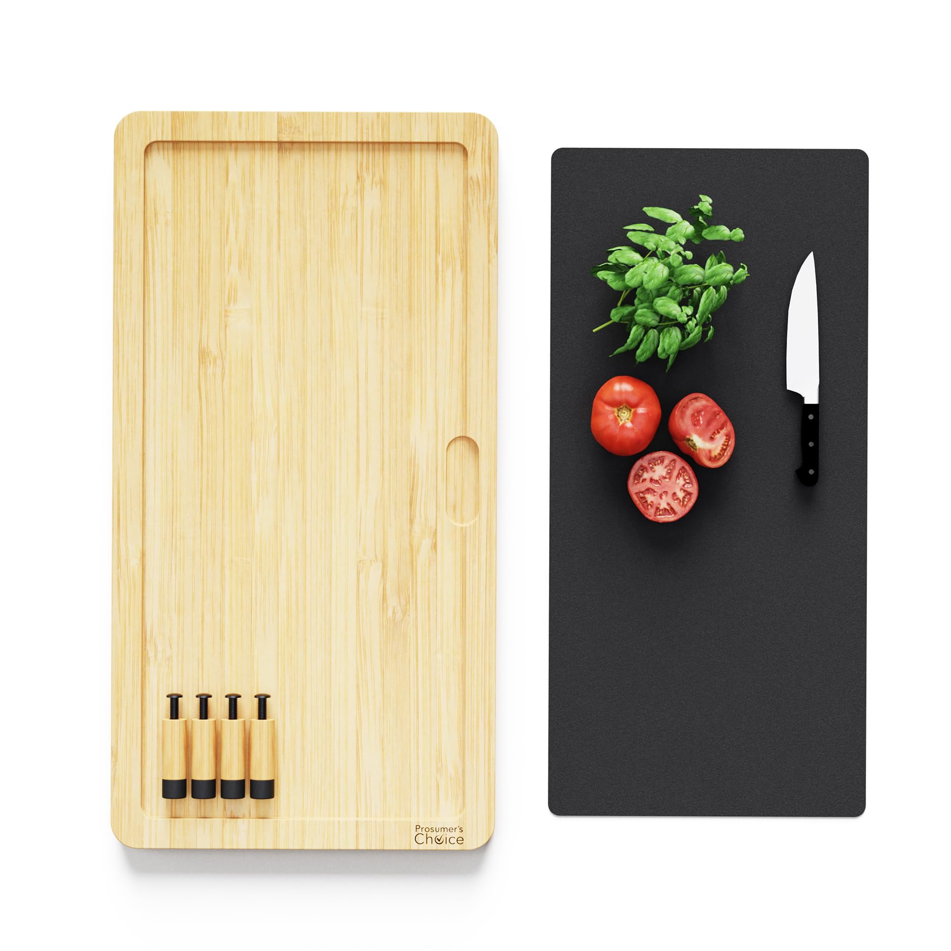 Prosumer's Choice Bamboo Stove Top Cover Board with Adjustable & Removable Feet - Beige