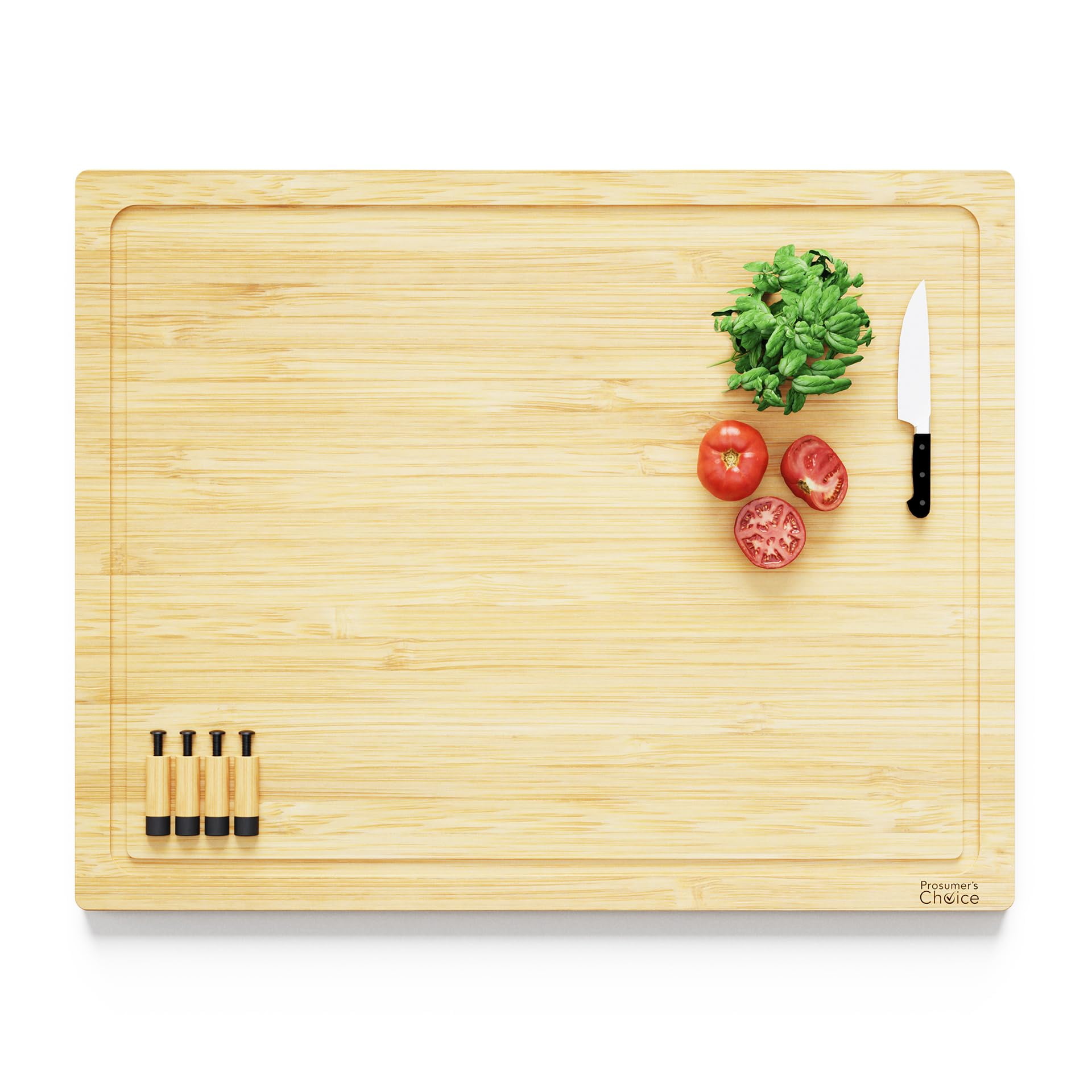 Prosumer's Choice Bamboo Solid Cutting Board with Silicone Feet - Beige