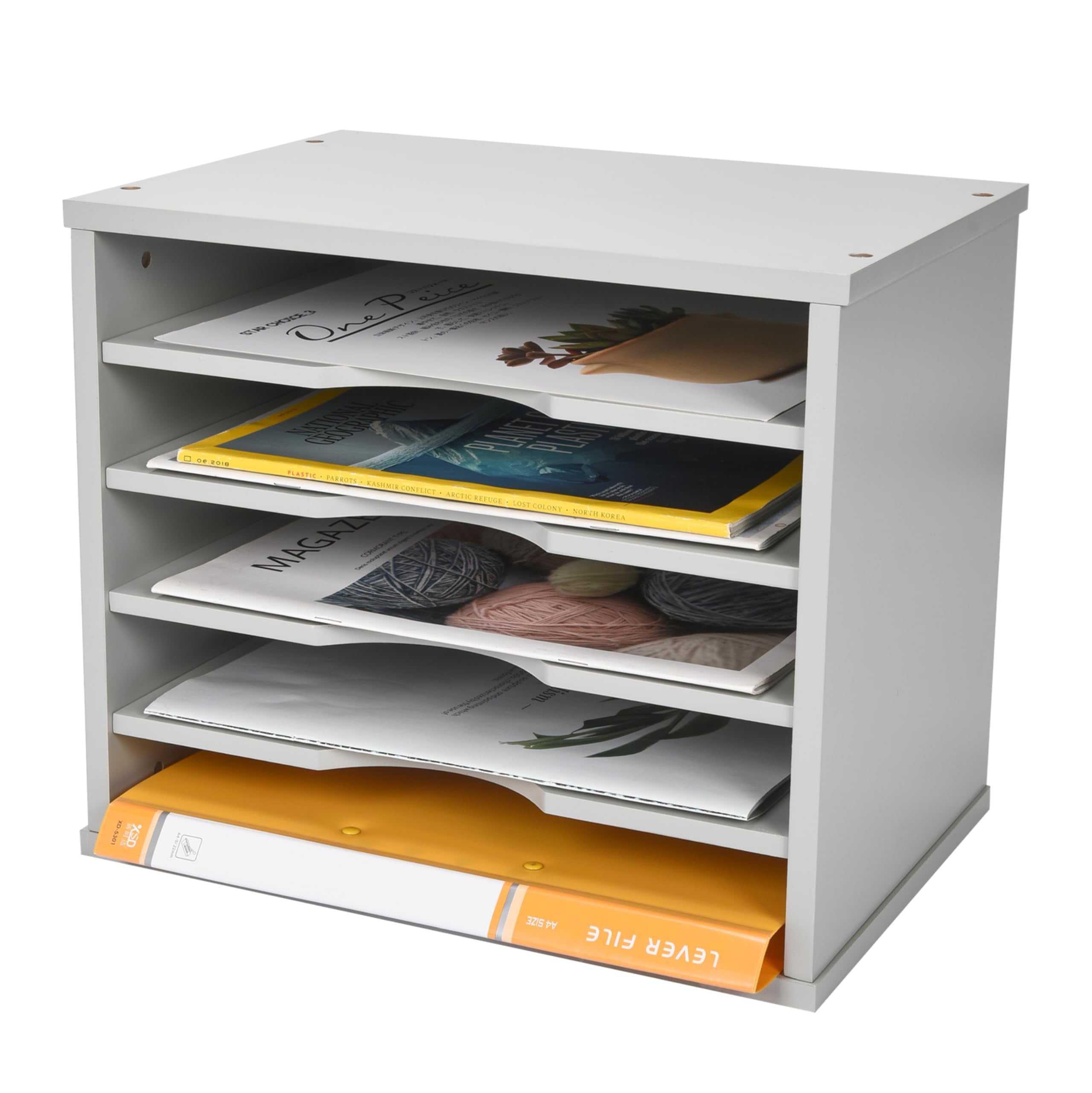 Prosumer's Choice Wooden Desk Shelf Organizer Grey 5Tier Shelf File