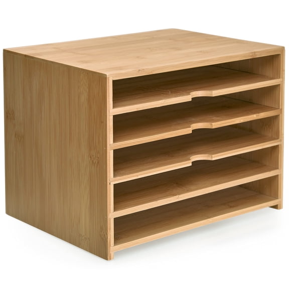 Prosumers Choice Bamboo Five Slot Paper Letter Cubby Desktop Organizer For Home | 1