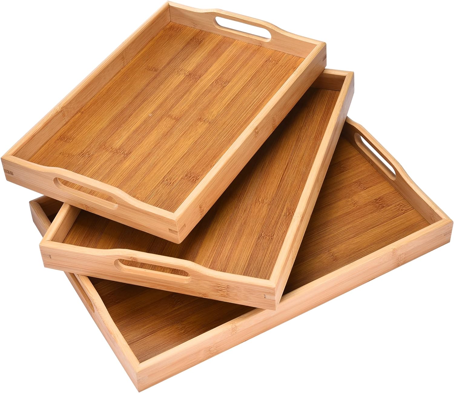Greenco Natural Bamboo Serving Tray Wooden Serving Trays Butler