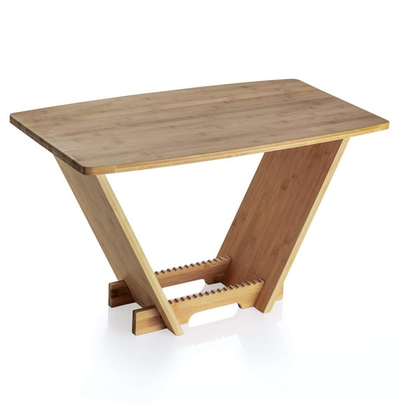 Prosumers Choice | Tunephonik Bamboo LP Record Holder w/ Turntable Display Shelf 45s/7”and 33s/12” Vinyl Albums