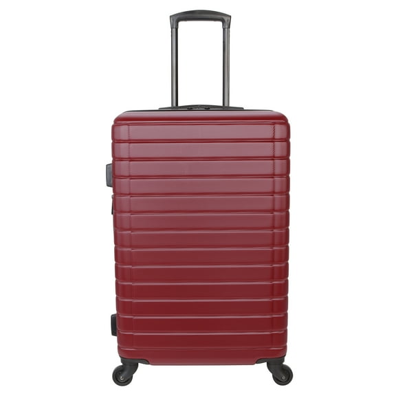 Protégé Vacationer 24-inch Checked Expandable Hardside Luggage With 360-Spinner Wheels and Divider Pockets, Deep Red