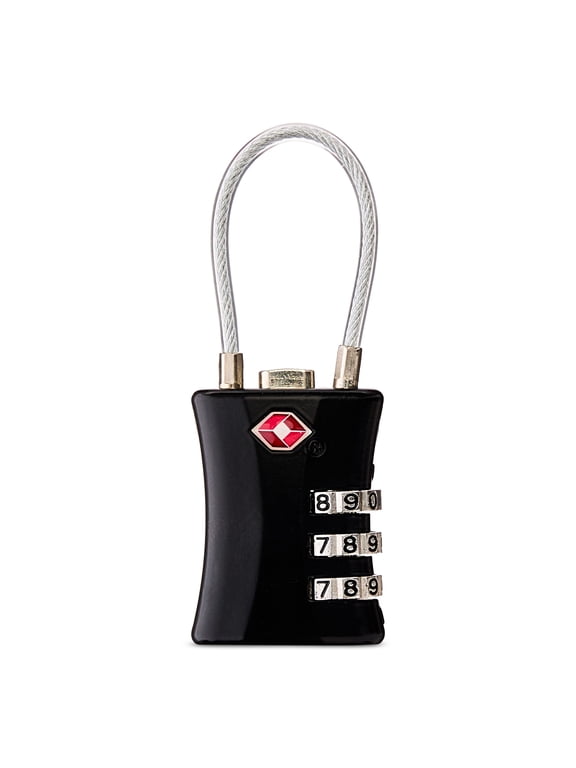Protégé TSA Approved 3 Dial Combination Travel Luggage Lock, Zinc Alloy, Black