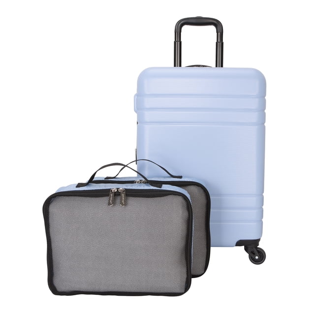 Protégé 3-Piece Hardside Luggage Set With 360 Spinner Wheels and Divider Pockets, Includes Carry-on and 2 Packing Cubes, Blue Water