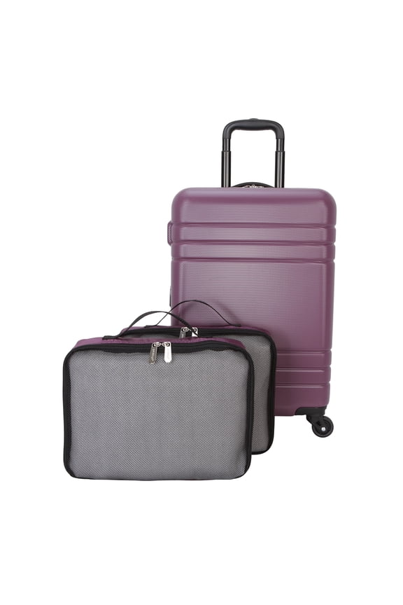 Protégé 3-Piece Hardside Luggage Set With 360 Spinner Wheels and Divider Pockets, Includes Carry-on and 2 Packing Cubes, Enchanting Purple