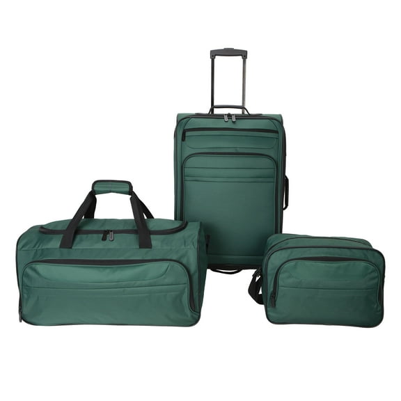 Protege 3-Piece Softside Luggage Travel Set, Includes Medium Checked Luggage, Carry On Duffel and Boarding Tote, Green