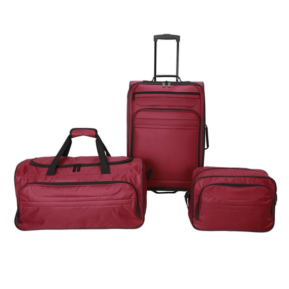 Protege 3-Piece Softside Luggage Travel Set, Includes Medium Checked Luggage, Carry On Duffel and Boarding Tote, Merlot