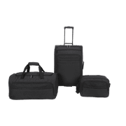 Protege Black 3-Piece Softside Luggage Travel Set, Includes Medium 24-inch Checked Luggage, 24-inch Carry-On Duffel and a Boarding Tote