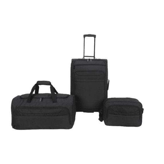Protege 3-Piece Softside Luggage Travel Set, Includes Medium Checked Luggage, Carry On Duffel and Boarding Tote, Black