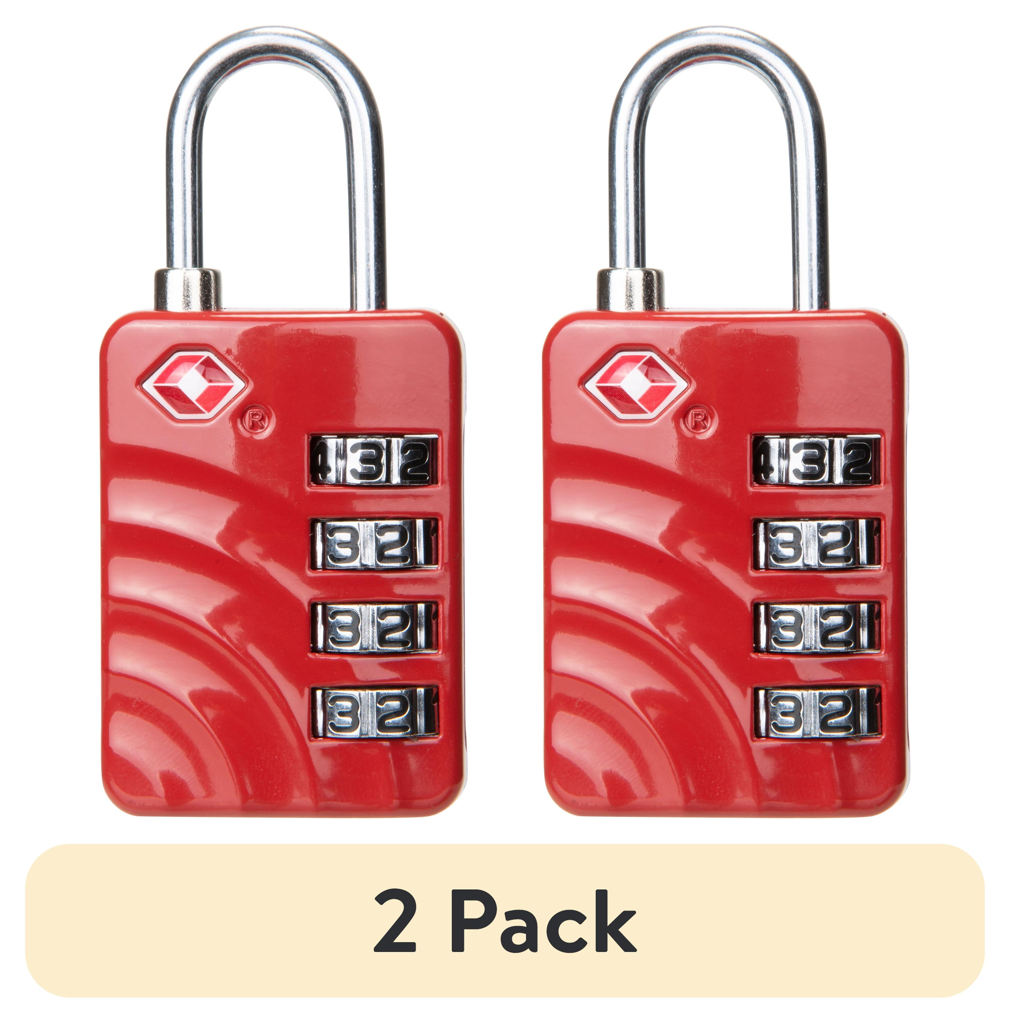 (2 pack) Protégé 4 Dial Alloy Combination Travel Luggage Lock, TSA Approved, Red