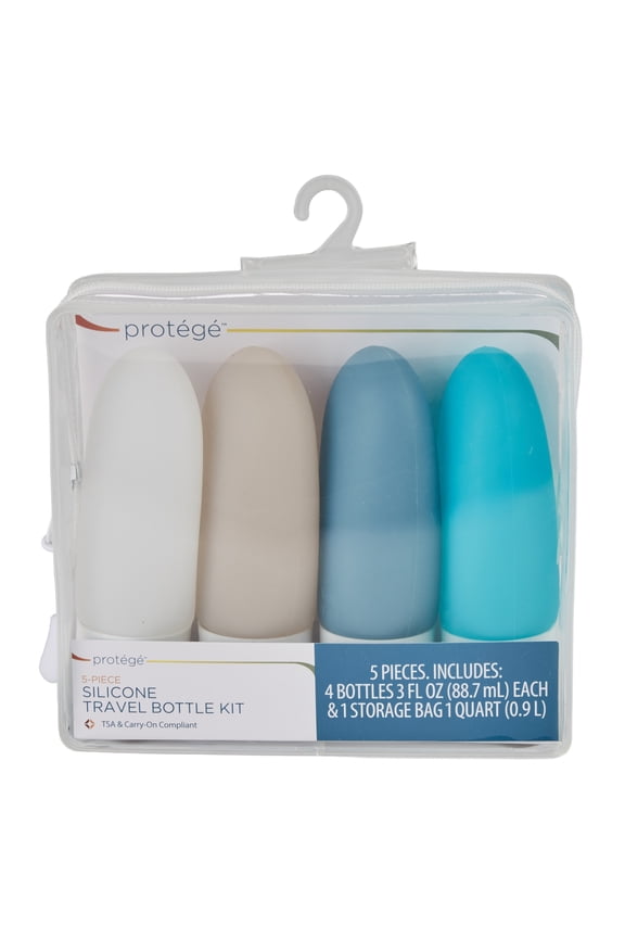 3 oz Silicone Travel Bottles Set with EVA Bag, 4 Pack